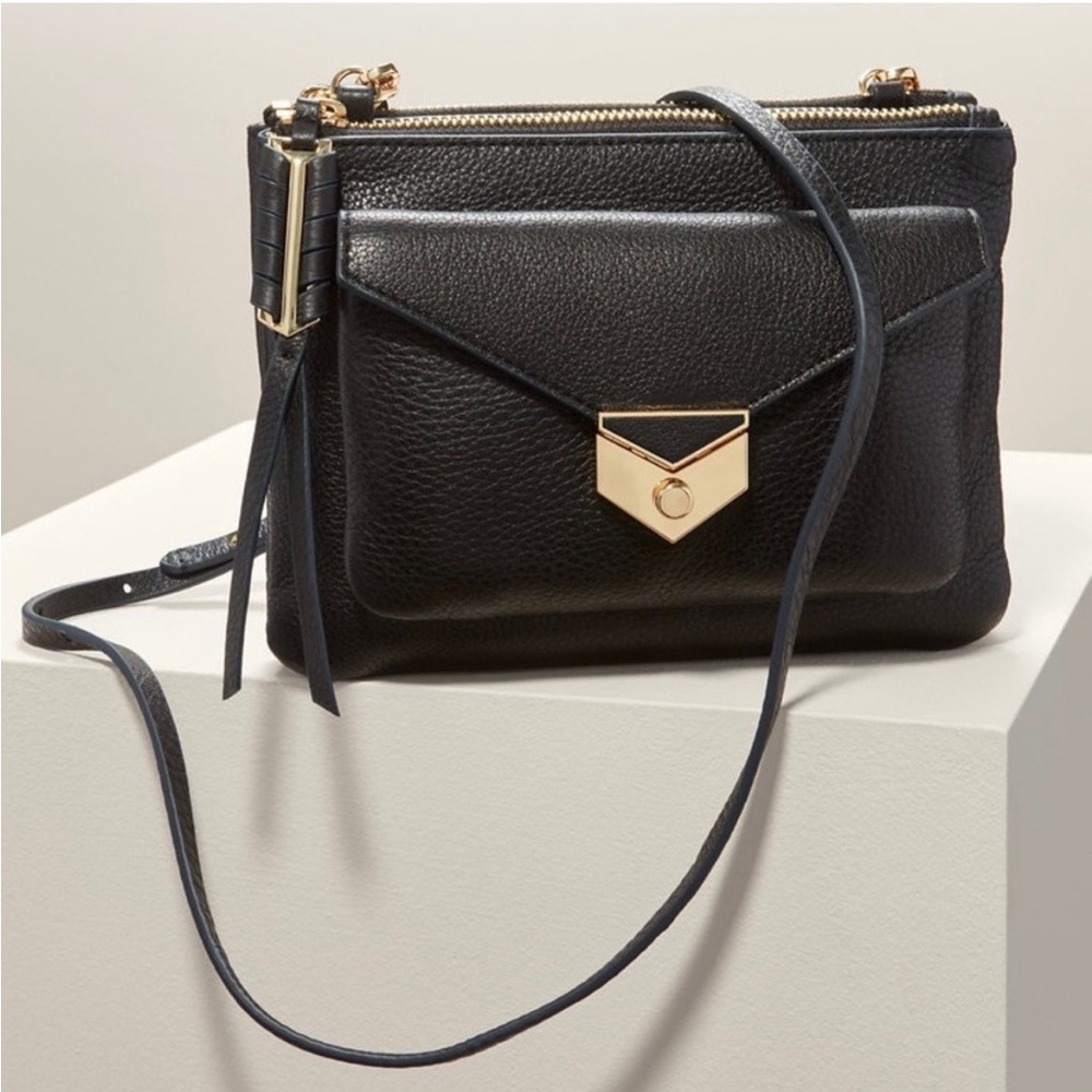 Stella & Dot Black Leather Crossbody Bag